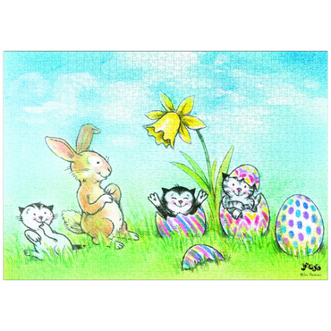 Darstellung des Puzzle Motivs puzzleplate Kater Jacob - Der Osterhase ist da! 1000 Puzzle