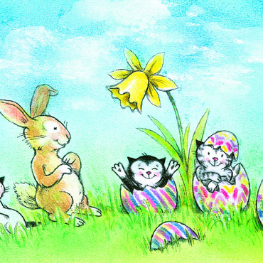 Darstellung des Puzzle Motivs Kater Jacob - Der Osterhase ist da! 100 Puzzle 3D Modell