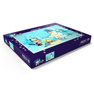 Darstellung des Puzzle Motivs Kater Jacob - Der Schneemann 100 Puzzle Schachtel Ansicht1