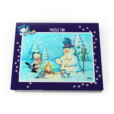 Darstellung des Puzzle Motivs Kater Jacob - Der Schneemann 100 Puzzle Schachtel Ansicht3