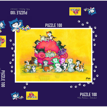 Darstellung des Puzzle Motivs Kater Jacob - Eine große Familie 100 Puzzle Schachtel 3D Modell