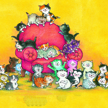 Darstellung des Puzzle Motivs Kater Jacob - Eine große Familie 500 Puzzle 3D Modell