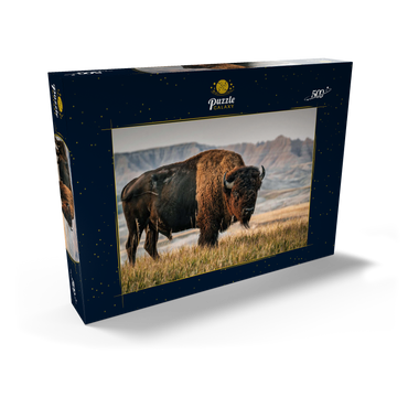 Darstellung des Puzzle Motivs Amerikanischer Bison in South Dakota 500 Puzzle Schachtel Ansicht2