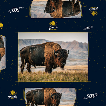 Darstellung des Puzzle Motivs Amerikanischer Bison in South Dakota 500 Puzzle Schachtel 3D Modell