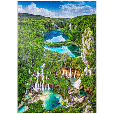 Darstellung des Puzzle Motivs puzzleplate Plitvice, Kroatien - Panoramablick auf die wunderschönen Wasserfälle der Plitvicer Seen 1000 Puzzle