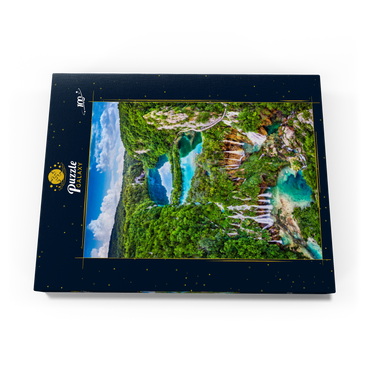 Darstellung des Puzzle Motivs Plitvice, Kroatien - Panoramablick auf die wunderschönen Wasserfälle der Plitvicer Seen 100 Puzzle Schachtel Ansicht3