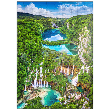 Darstellung des Puzzle Motivs puzzleplate Plitvice, Kroatien - Panoramablick auf die wunderschönen Wasserfälle der Plitvicer Seen 100 Puzzle
