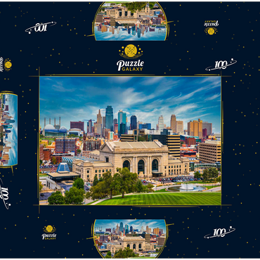 Darstellung des Puzzle Motivs Skyline von Kansas City, Missouri, USA 100 Puzzle Schachtel 3D Modell
