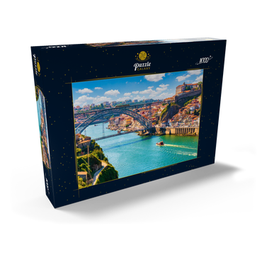 Darstellung des Puzzle Motivs Malerischer, farbenfroher Blick auf die Altstadt von Porto, Portugal 1000 Puzzle Schachtel Ansicht2