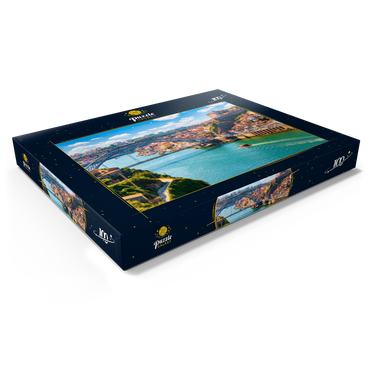Darstellung des Puzzle Motivs Malerischer, farbenfroher Blick auf die Altstadt von Porto, Portugal 100 Puzzle Schachtel Ansicht1