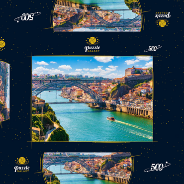 Darstellung des Puzzle Motivs Malerischer, farbenfroher Blick auf die Altstadt von Porto, Portugal 500 Puzzle Schachtel 3D Modell