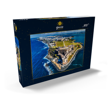 Darstellung des Puzzle Motivs Luftaufnahme des Castillo San Felipe del Morro in Old San Juan, Puerto Rico 1000 Puzzle Schachtel Ansicht2