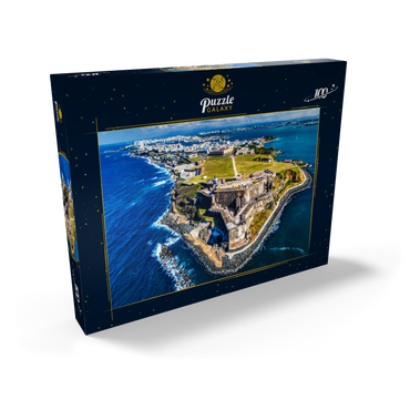 Darstellung des Puzzle Motivs Luftaufnahme des Castillo San Felipe del Morro in Old San Juan, Puerto Rico 100 Puzzle Schachtel Ansicht2