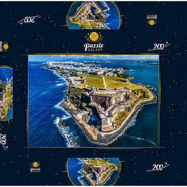 Darstellung des Puzzle Motivs Luftaufnahme des Castillo San Felipe del Morro in Old San Juan, Puerto Rico 200 Puzzle Schachtel 3D Modell