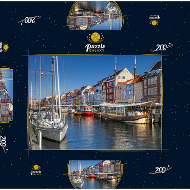 Darstellung des Puzzle Motivs Boote am Stichkanal Nyhavn im Stadtteil Frederiksstaden 200 Puzzle Schachtel 3D Modell