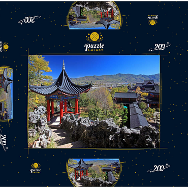 Darstellung des Puzzle Motivs Aussichtspavillon über der Residenz der Naxi Herrscher Mu in der Altstadt Dayan in Lijiang, Provinz Yunnan, China 200 Puzzle Schachtel 3D Modell