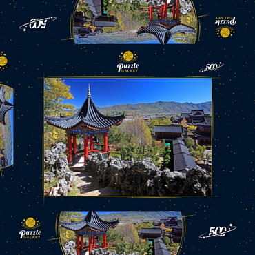Darstellung des Puzzle Motivs Aussichtspavillon über der Residenz der Naxi Herrscher Mu in der Altstadt Dayan in Lijiang, Provinz Yunnan, China 500 Puzzle Schachtel 3D Modell