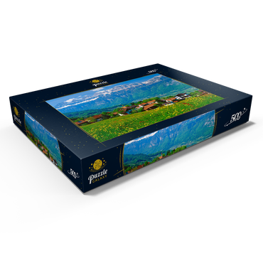 Darstellung des Puzzle Motivs Kleinberg bei Flums gegen Churfirsten, Kanton St. Gallen, Schweiz 500 Puzzle Schachtel Ansicht1