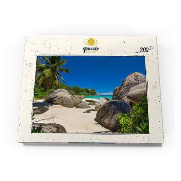 Darstellung des Puzzle Motivs Granitfelsen am Carana Beach in der Carana Bay, Nordspitze der Insel Mahe, Seychellen 200 Puzzle Schachtel Ansicht3