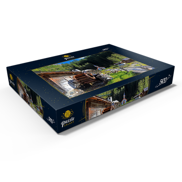 Darstellung des Puzzle Motivs Wassermühle und Kapelle im Mühlendorf bei Gschnitz im Gschnitztal 500 Puzzle Schachtel Ansicht1