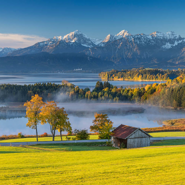 Darstellung des Puzzle Motivs Blick über den Forggensee bei Füssen 100 Puzzle 3D Modell