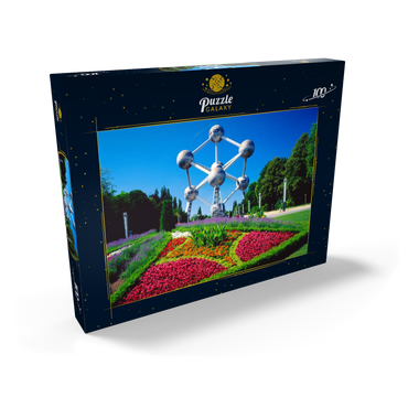 Darstellung des Puzzle Motivs Atomium im Stadtteil Laeken, errichtet für die Weltausstellung 1958 - Brüssel, Belgien 100 Puzzle Schachtel Ansicht2