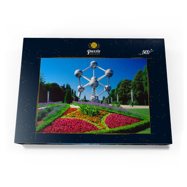 Darstellung des Puzzle Motivs Atomium im Stadtteil Laeken, errichtet für die Weltausstellung 1958 - Brüssel, Belgien 500 Puzzle Schachtel Ansicht3