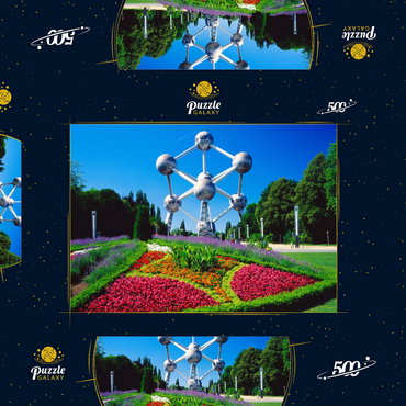 Darstellung des Puzzle Motivs Atomium im Stadtteil Laeken, errichtet für die Weltausstellung 1958 - Brüssel, Belgien 500 Puzzle Schachtel 3D Modell