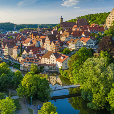 Darstellung des Puzzle Motivs Blick auf die Altstadt an der Kocher 1000 Puzzle 3D Modell