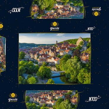 Darstellung des Puzzle Motivs Blick auf die Altstadt an der Kocher 1000 Puzzle Schachtel 3D Modell