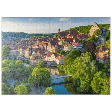 Darstellung des Puzzle Motivs puzzleplate Blick auf die Altstadt an der Kocher 500 Puzzle