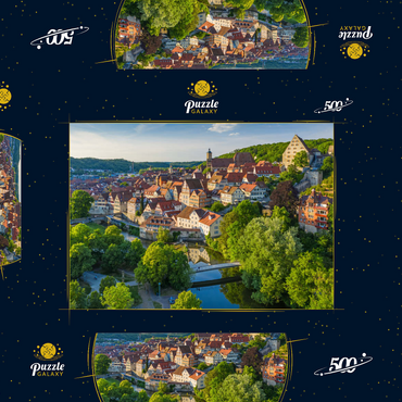 Darstellung des Puzzle Motivs Blick auf die Altstadt an der Kocher 500 Puzzle Schachtel 3D Modell