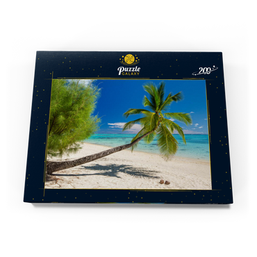 Darstellung des Puzzle Motivs Palmenstrand auf der Insel Aitutaki, Cook Islands, Südsee 200 Puzzle Schachtel Ansicht3