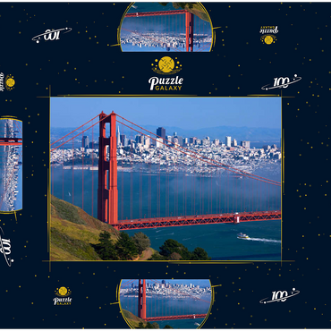Darstellung des Puzzle Motivs Golden Gate Bridge vor San Francisco, Kalifornien, USA 100 Puzzle Schachtel 3D Modell