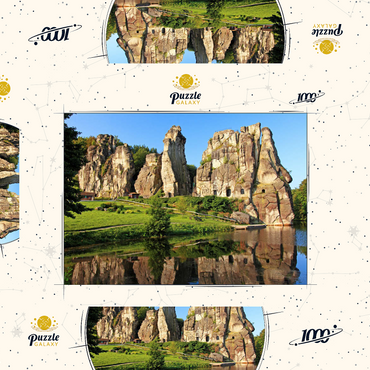 Darstellung des Puzzle Motivs Externsteine im Morgenlicht bei Horn-Bad Meinberg, Nordrhein-Westfalen, Deutschland 1000 Puzzle Schachtel 3D Modell