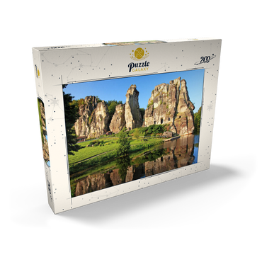 Darstellung des Puzzle Motivs Externsteine im Morgenlicht bei Horn-Bad Meinberg, Nordrhein-Westfalen, Deutschland 200 Puzzle Schachtel Ansicht2