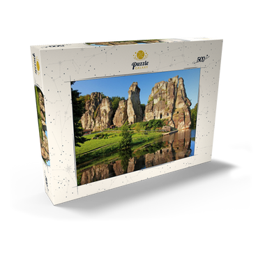 Darstellung des Puzzle Motivs Externsteine im Morgenlicht bei Horn-Bad Meinberg, Nordrhein-Westfalen, Deutschland 500 Puzzle Schachtel Ansicht2