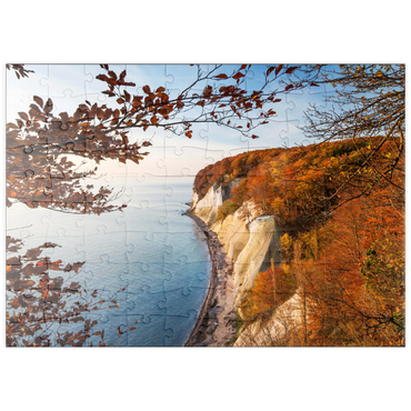 Darstellung des Puzzle Motivs puzzleplate Buchenwald an der Kreideküste im Nationalpark Jasmund, Insel Rügen - Deutschland 100 Puzzle