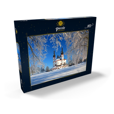 Darstellung des Puzzle Motivs Dreifaltigkeitskirche Kappl - Wallfahrtskirche der Heiligsten Dreifaltigkeit im Winter bei Waldsassen 100 Puzzle Schachtel Ansicht2