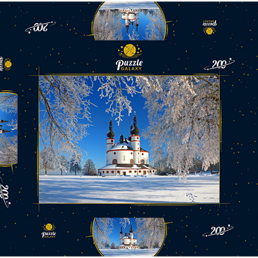 Darstellung des Puzzle Motivs Dreifaltigkeitskirche Kappl - Wallfahrtskirche der Heiligsten Dreifaltigkeit im Winter bei Waldsassen 200 Puzzle Schachtel 3D Modell