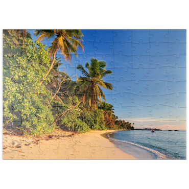 Darstellung des Puzzle Motivs puzzleplate Strand Anse Forbans, Ostküste, Insel Mahe, Seychellen 100 Puzzle
