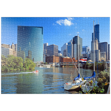 Darstellung des Puzzle Motivs puzzleplate Skyline von Chicago, Illinois, USA 1000 Puzzle
