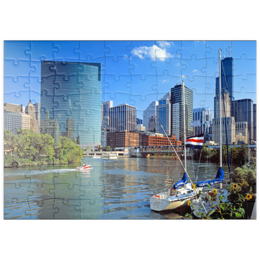Darstellung des Puzzle Motivs puzzleplate Skyline von Chicago, Illinois, USA 100 Puzzle