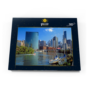 Darstellung des Puzzle Motivs Skyline von Chicago, Illinois, USA 200 Puzzle Schachtel Ansicht3