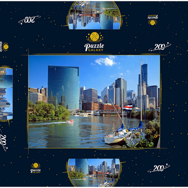 Darstellung des Puzzle Motivs Skyline von Chicago, Illinois, USA 200 Puzzle Schachtel 3D Modell