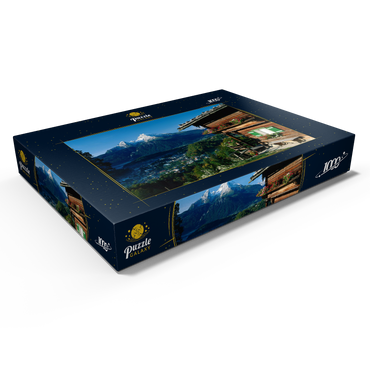 Darstellung des Puzzle Motivs Bauernhaus bei Metzenleiten gegen Watzmann, Deutschland 1000 Puzzle Schachtel Ansicht1