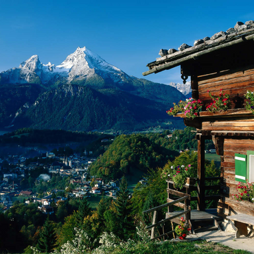 Darstellung des Puzzle Motivs Bauernhaus bei Metzenleiten gegen Watzmann, Deutschland 200 Puzzle 3D Modell