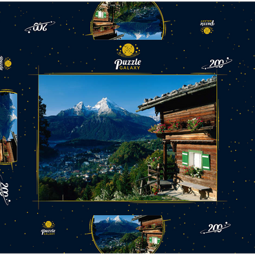 Darstellung des Puzzle Motivs Bauernhaus bei Metzenleiten gegen Watzmann, Deutschland 200 Puzzle Schachtel 3D Modell