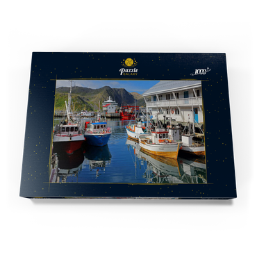 Darstellung des Puzzle Motivs Fischerhafen in Honningsvag, Insel Mageröya, Finnmark, Norwegen 1000 Puzzle Schachtel Ansicht3