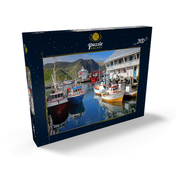 Darstellung des Puzzle Motivs Fischerhafen in Honningsvag, Insel Mageröya, Finnmark, Norwegen 200 Puzzle Schachtel Ansicht2
